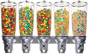 Cal-Mil 3518-5-39 Wall Mount Turn and Serve Dispenser, 5 Cylinders, 19.75" Height, 31" Width, 6.75" Length, Platinum