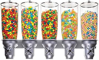 Cal-Mil 3518-5-39 Wall Mount Turn and Serve Dispenser, 5 Cylinders, 19.75" Height, 31" Width, 6.75" Length, Platinum