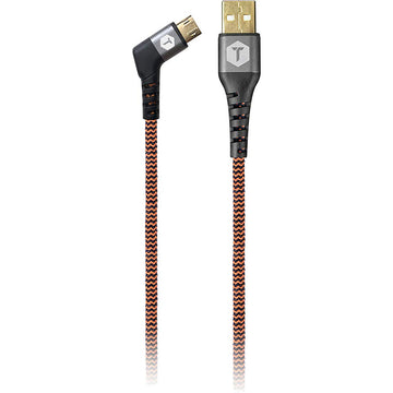 USB-A to Angled Micro-USB Charge & Sync Cable-6' (Black/Orange) by ToughTested – 6 feet, rubber, Orange, Model TTFC690DM
