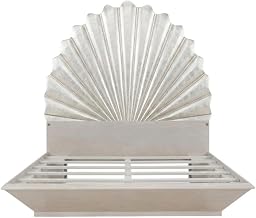 Starlight Canyon Home Silver King Fan Bed Panel Bed with Elegant Leaf Design, Durable Poplar Wood, Sturdy Frame, Classic Style for Bedroom, Modern Comfort