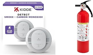 Smoke & Carbon Monoxide Detector 10-Year Battery with Kidde 1A10BC Fire Extinguisher 2 Pack Home Safety Bundle