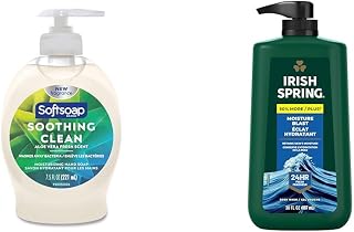 Softsoap Aloe Vera Hand Soap (Pack of 6) Bundle with Irish Spring Moisture Blast Body Wash, 30 Oz Pump