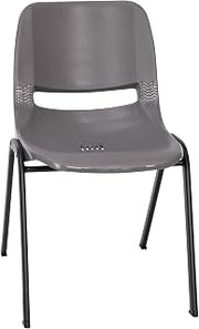 Flash Furniture HERCULES Series 661 lb. Capacity Gray Ergonomic Shell Stack Chair with Black Frame and 16'' Seat Height | Black Frame, Ergonomic, Shell Seat, 661 LBS. Weight Capacity