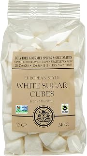 India Tree White Sugar Cubes Mauritius 12 oz Bag – Pure Cane Non-GMO Raw Sweetener for Coffee Tea Baking Espresso Beverages Desserts Entertaining Cooking