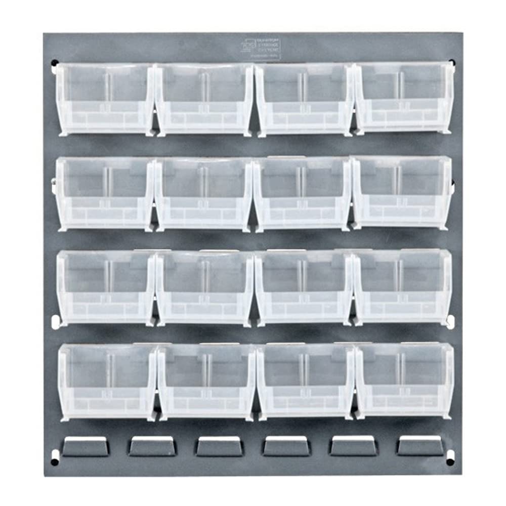 QUANTUM STORAGE SYSTEMS Red / 7-1/3" x 4-1/8" x 3" (Bin Size) / Gray Panels Open Storage Bins