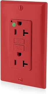 Leviton 20A-125V Extra-Heavy Duty Hospital Grade Non-Tamper-Resistant Duplex Self-Test GFCI Receptacle, GFNT2-HGR, Red