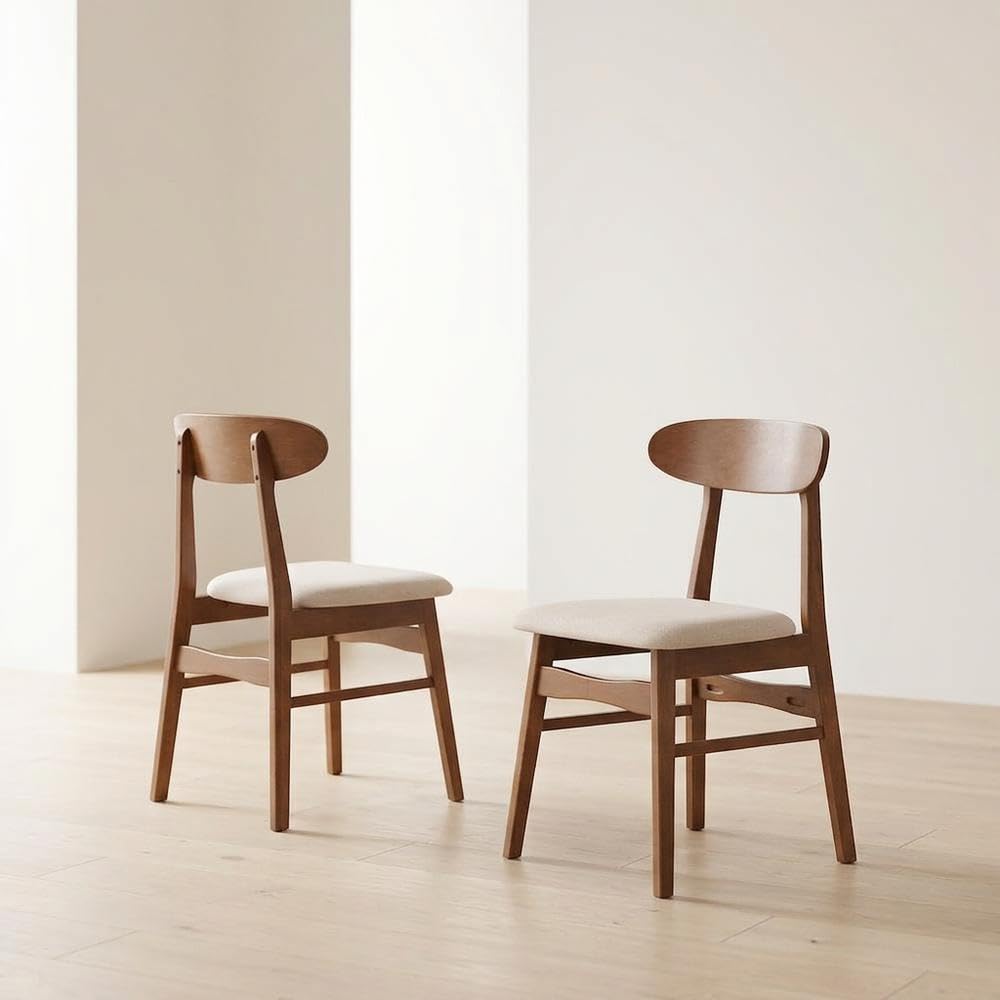 Wooden Dining Chairs with Cushioned Seat Set of by Starlight Canyon Home – Wood, Beige, Pack of 2