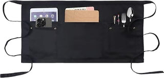 5-Pocket Waterproof Polyester Waist Apron, Adjustable Tie Unisex Server Apron for Restaurant Café Bartender