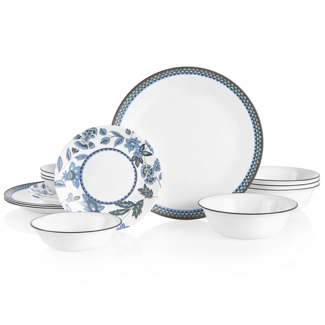 ® Veranda 16-piece Dinnerware Set by Corelle – Glass, Blue, Pack of 16, Model 1137516