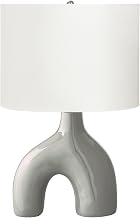 Monarch Specialties I 9661 Lighting, 25" H, Table Lamp, Grey Ceramic, Ivory/Cream Shade, Contemporary, Modern