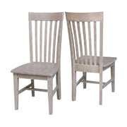 Solid Wood Dining Chair with Mission-Style Frame by Furnifact – Wood, Washed Gray Taupe, Pack of 2