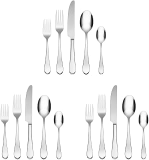 Oneida Icarus 45-Piece Flatware Set, Service for 8, Silver (Pack of 3)