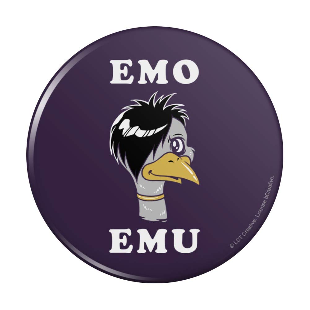 Emo Emu Funny Humor Pinback Button Pin by GRAPHICS & MORE – 3 Inches, Metal, Multi, Model PINBACK.300.QQBCRLCTC.Z003340_8