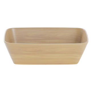 Serving Bowl Light Brown Wood Bowl Soft Square - 10 1/2"L x 6 1/2"w x 3 1/10"H by HUBERT – Melamine, Brown, Model M2340-LT WOOD