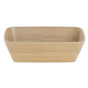 Serving Bowl Light Brown Wood Bowl Soft Square - 10 1/2"L x 6 1/2"w x 3 1/10"H by HUBERT – Melamine, Brown, Model M2340-LT WOOD
