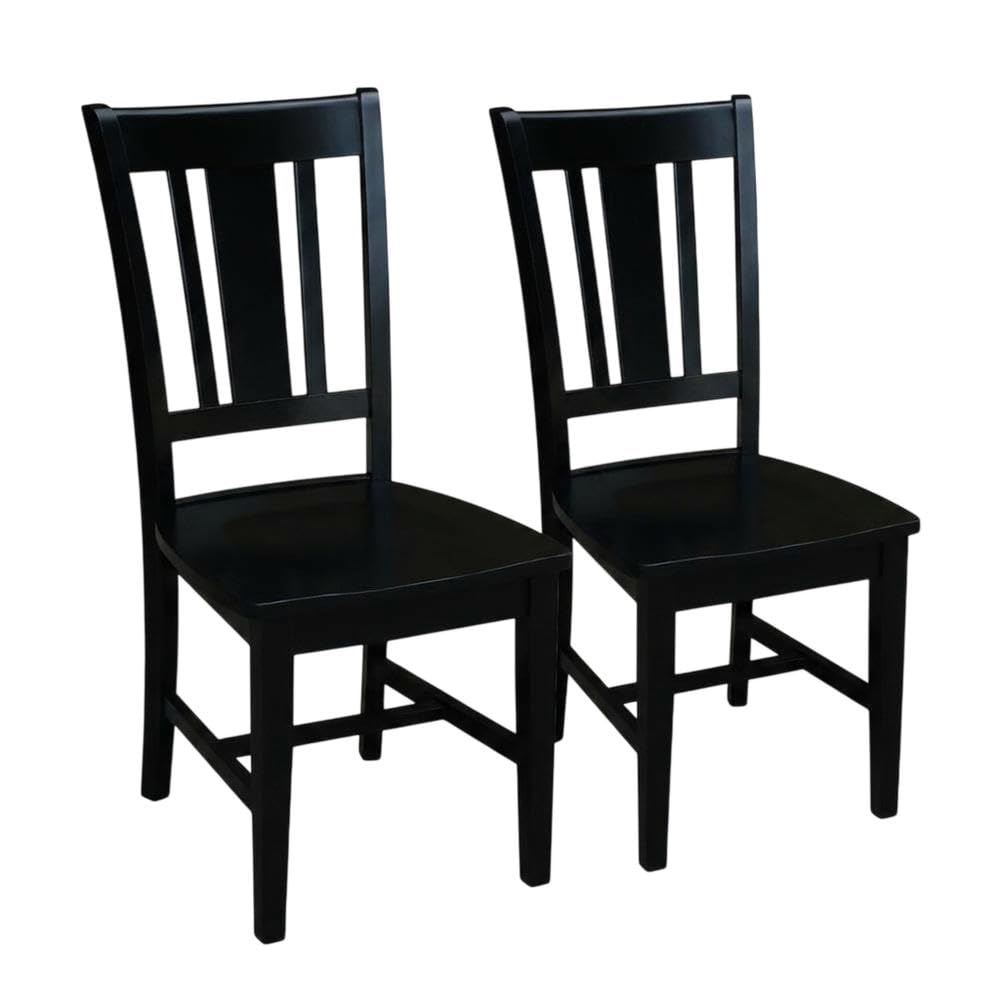 Solid Wood Dining Chair with Splatback Design by Furnifact – Wood, Black, Pack of 2