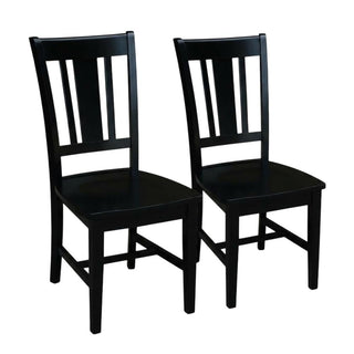 Solid Wood Dining Chair with Splatback Design by Furnifact – Wood, Black, Pack of 2