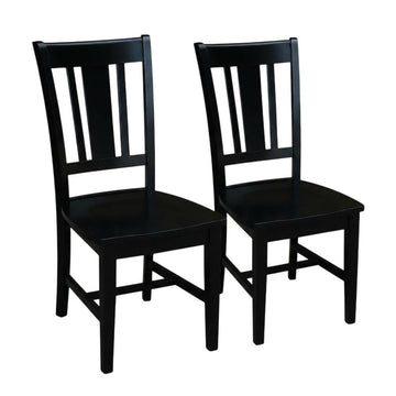 Solid Wood Dining Chair with Splatback Design by Furnifact – Wood, Black, Pack of 2
