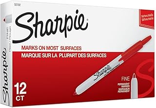 Sharpie Retractable Permanent Markers, Fine Tip, Red, 12/Pack (32702)