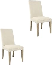 Starlight Canyon Home Solid Wood Upholstered Parsons Dining Chairs Set of 2, Distressed-Finish Farmhouse Kitchen Chairs for Dining Room, Distressed Brown