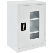 Clear View Wall Storage Cabinet with Locking Recessed by Global Industrial – 18"W x 12"D x 26"H, Alloy Steel, Off White, Model 269875CV-WH