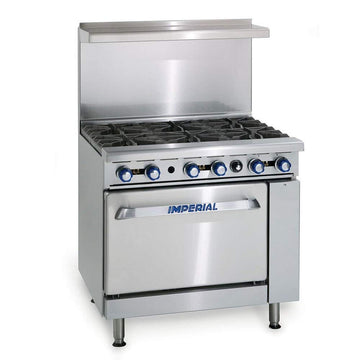 NEW RANGE 36" ELECTRIC RANGE 6 ROUND PLATE ELEMENTS 26-1/2" OVEN by Imperial – 36 inches, Stainless Steel, Silver, Model IR-6-E