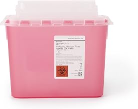 Prevent Sharps Container for Home Use, 5.4 Quart - for Biohazard Infectious Waste, Needle and Syringe Disposal - Translucent, Touchless Lid - Red, 20 Count