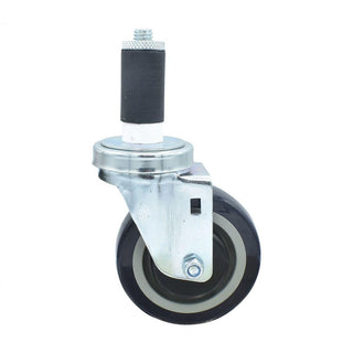 BK Resources 4" Polyurethane 1-1/4" Expanding Stem Swivel Caster for Work Tables – 4", Polyurethane (PU), Silver, Model 4SBR-2RA-PLY