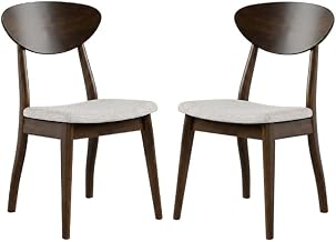 Starlight Canyon Home Abigail V Rich Walnut Dining Chair Set of 2, Brown, Solid Wood, Comfortable, Durable, Classic Style, Perfect for Modern Dining Rooms