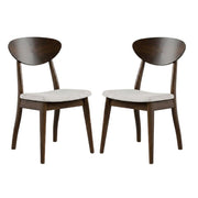Abigail V Rich Walnut Dining Chair Set of by Starlight Canyon Home – Solid Rubberwood, Fabric, Brown, Pack of 2