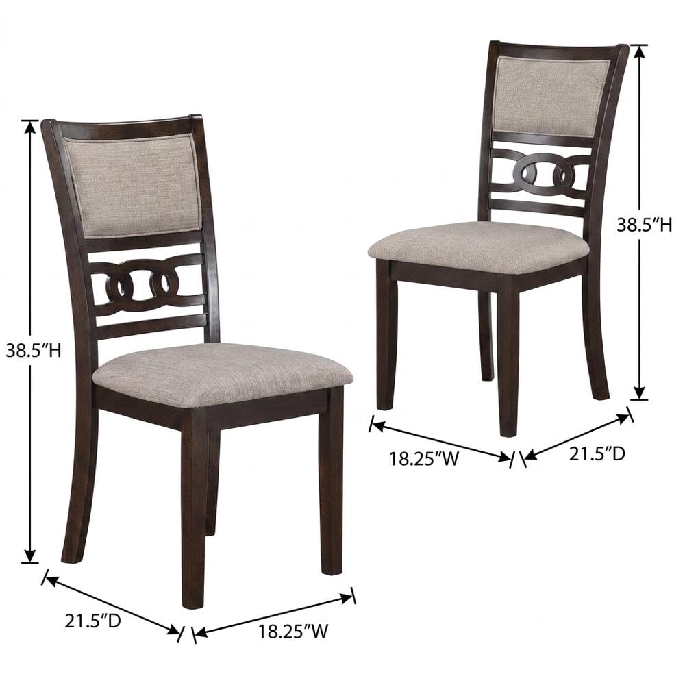 Solid Wood Dining Chairs with Fabric Seat by Starlight Canyon Home – 18.25 x 21.5 x 38.5 inches, Wood, Brown, Pack of 6