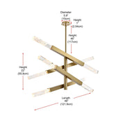 Ari Eight Light Pendant Satin Gold by Lighting Design – Iron and Crystal, Satin Gold, Model 2085L4SG