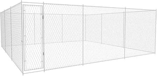 vidaXL Outdoor Dog Kennel Galvanized Steel 224.4"x224.4"x72.8