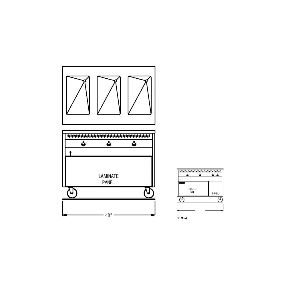 48" Heated Cabinet Base Hot Food Table by Randell – Model RAN HTD-3B
