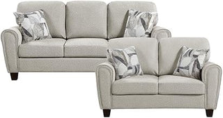 Lexicon Lemond Chenille 2pc Set-Sofa & Loveseat in Gray