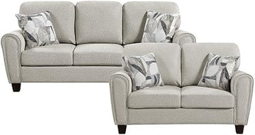 Lexicon Lemond Chenille 2pc Set-Sofa & Loveseat in Gray