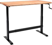 Global Industrial Hand-Crank Adjustable Height Workbench, Maple Safety Edge, 60" W x 30" D