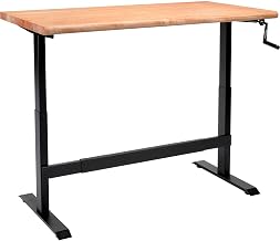 Global Industrial Hand-Crank Adjustable Height Workbench, Maple Safety Edge, 60" W x 30" D