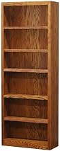 Furnifact 6-Shelf Bookcase in Dry Oak Finish, Single Wide Wood Bookshelf with Sturdy Construction for Home Office Storage