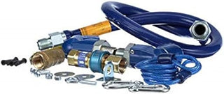 Dormont 1650KIT2S48 Blue Gas Connector Hose Kit with Restraining Cable, Quick Disconnect & 2-Swivels, 1/2" Diameter, 48" Length