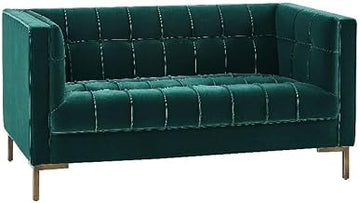 Steve Silver Isaac Stitch Green Velvet Button Tufted Loveseat