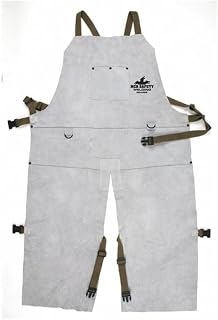 MCR Safety 38242MW 24 by 42-Inch Memphis Split Cow Leather Welding Bib Apron with Split Leg and Front Pocket, Gray
