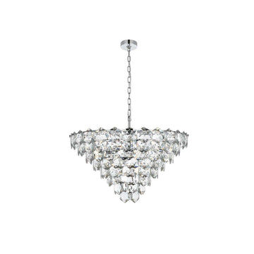 Adaline 15 Light Chandelier Chrome by Lighting Design – Iron and Crystal, Chrome
