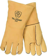John Tillman and Co 945L 14" Top Grain Elk Wool Lined Welders Gloves with Straight Thumb, Welted Fingers and Kevlar Stitching (Carded), Large, Gold