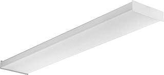 Lithonia Lighting 4 Foot LED Wraparound Ceiling Light, Low-Profile Square-Basket Ceiling Light Fixture, Dimmable, 3500K Neutral White, MVOLT 120-277V, Damp Listed for Garage Lighting and Closets