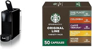 Breville Nespresso Essenza Mini Espresso Machine, Piano Black + Starbucks by Nespresso Capsules, Original Line