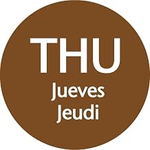 Thursday Labels Brown Day of The Week Dots Tri-Lingual - 3/4" Dia 1000 Per Roll