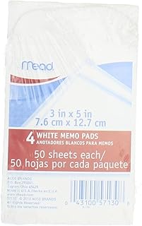2~Mead MEMO PAD 4 Pack 3" x 5" White Scratch 50 Sheets Each Dispenser Type 57130