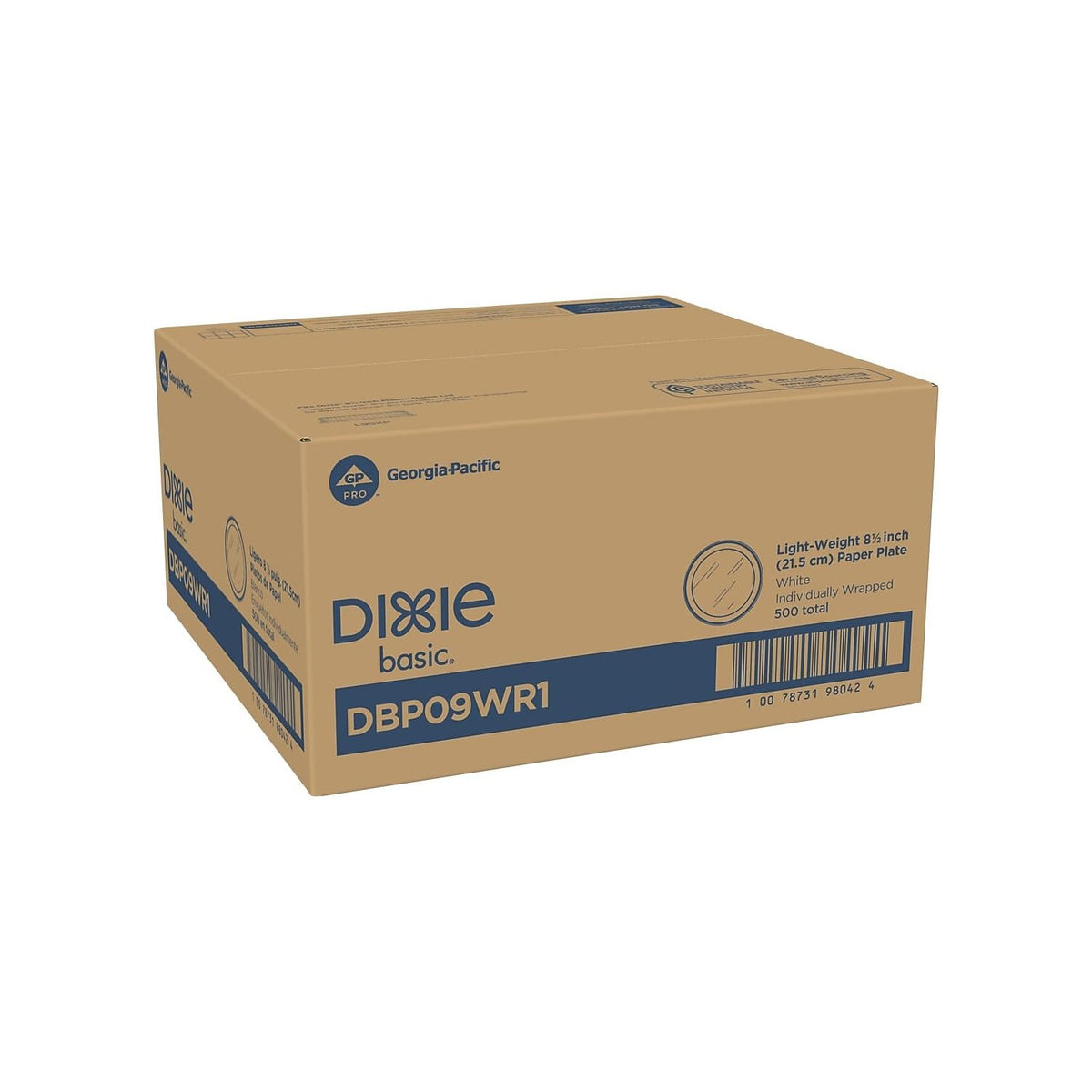 Dixie Basic® 8.5” Wrapped Light-Weight Paper Plates by PRO by Georgia-Pacific – 500 Count (Pack of 1), Paper, White, Model DBP09WR1
