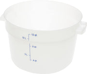 Storplus Round Food Storage Container with Stackable Design for Catering by Carlisle FoodService Products – 12 Quart (Pack of 6), 12.0 quarts, Plastic, White, Model 1097702